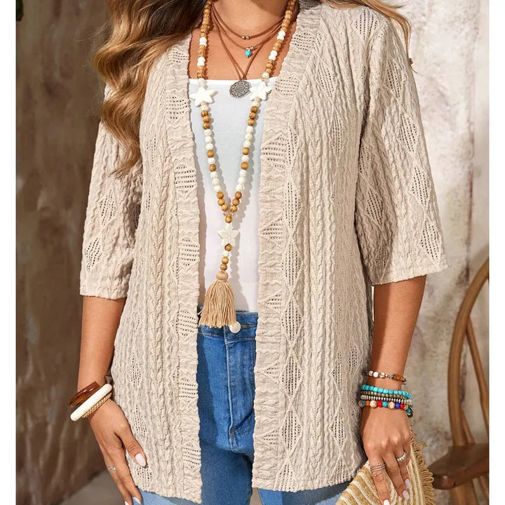 Delienne - Strickjacke mit softem Griff und Ajourmuster