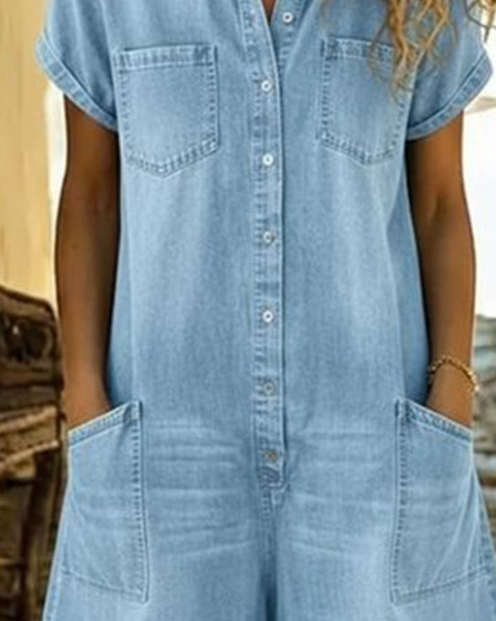 Ysmeria - Denim-Jumpsuit mit Knopfleiste vorn