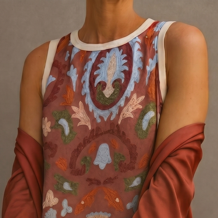 Lilith - Zweiteiliges Set mit bedrucktem Midikleid und langem Cardigan