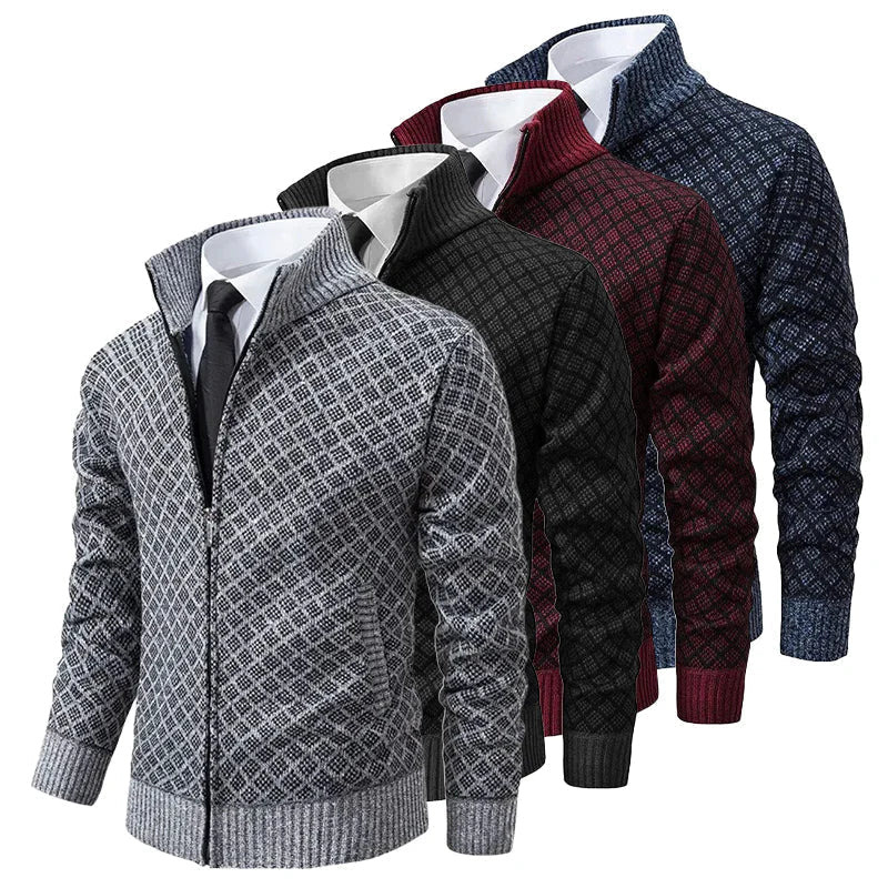 Aris - Gemusterte Strickjacke mit durchgehendem Reißverschluss