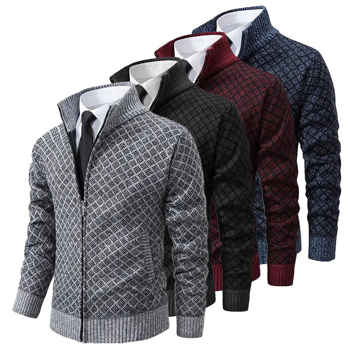 Aris - Gemusterte Strickjacke mit durchgehendem Reißverschluss