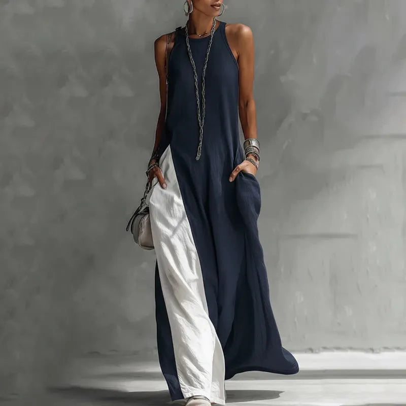 Zarella - Soft-Touch-Farbblock-Maxikleid