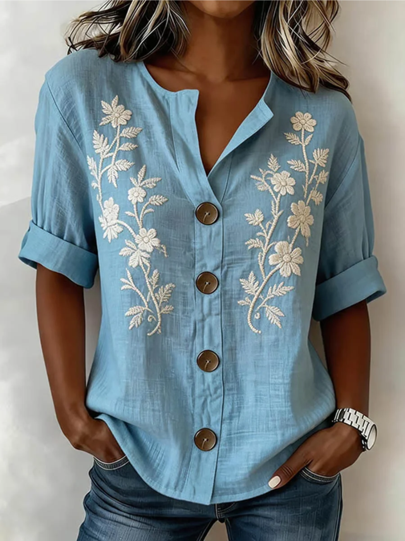 Fiana - Besticktes Softtouch-Top