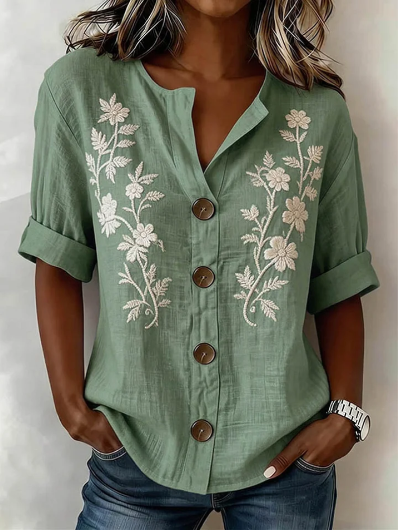 Fiana - Besticktes Softtouch-Top