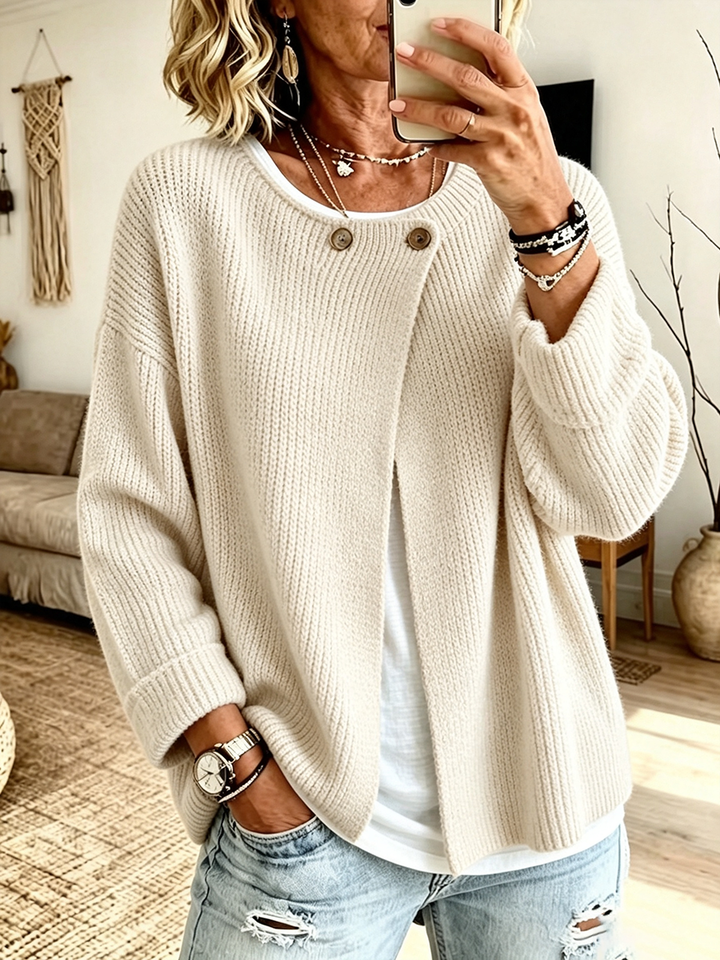 Anisa - Locker geschnittener Strick-Cardigan mit Knopf-Details