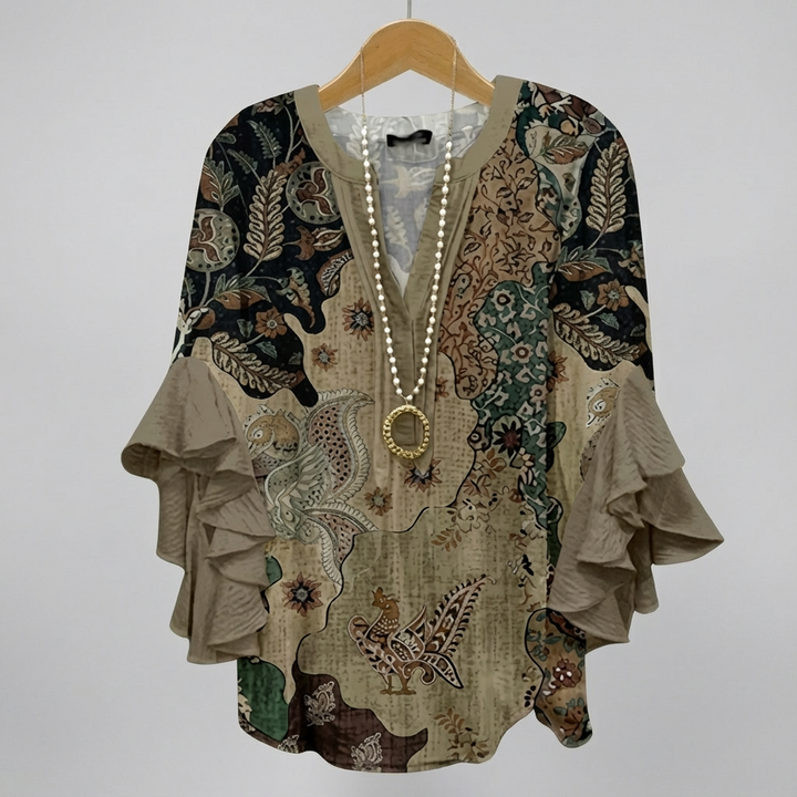 Xylarae - Soft-Touch-Bluse mit V-Ausschnitt