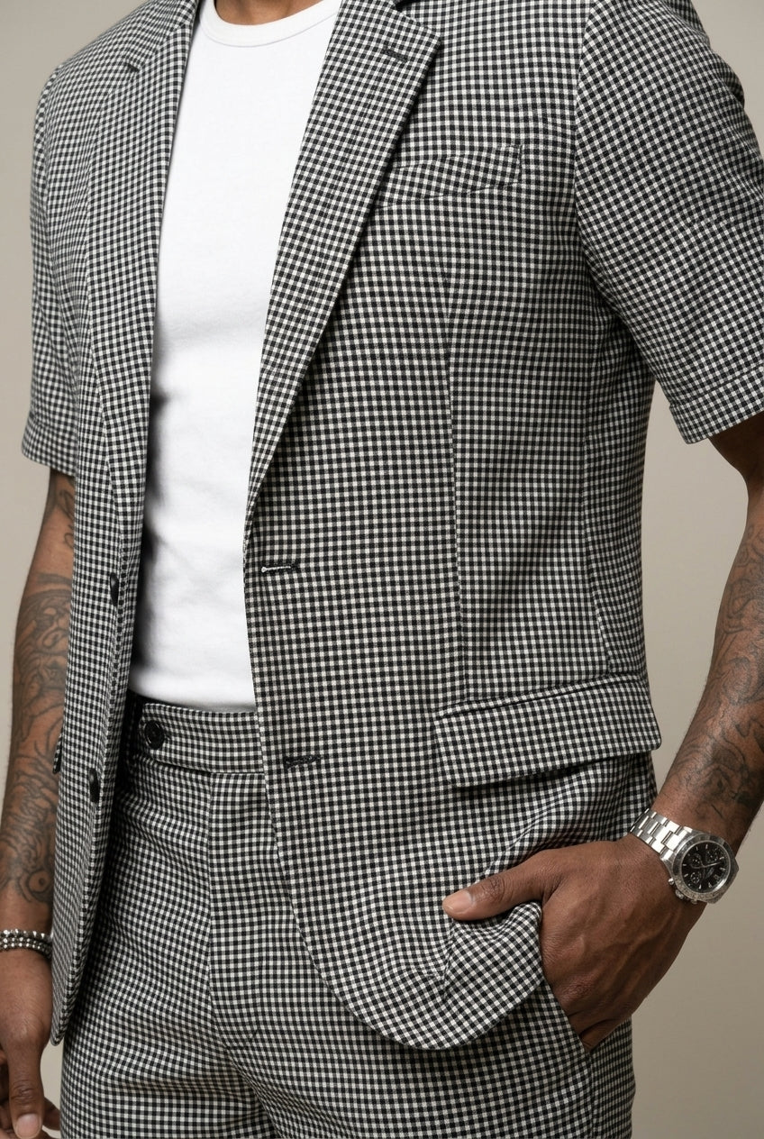 Rufus - Kariertes tailliertes Blazer-und-Shorts-Set
