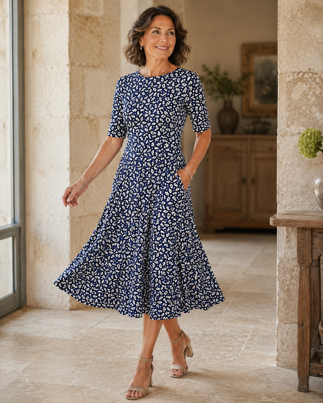 Hestia - Soft-Touch-Midikleid mit Blumenprint