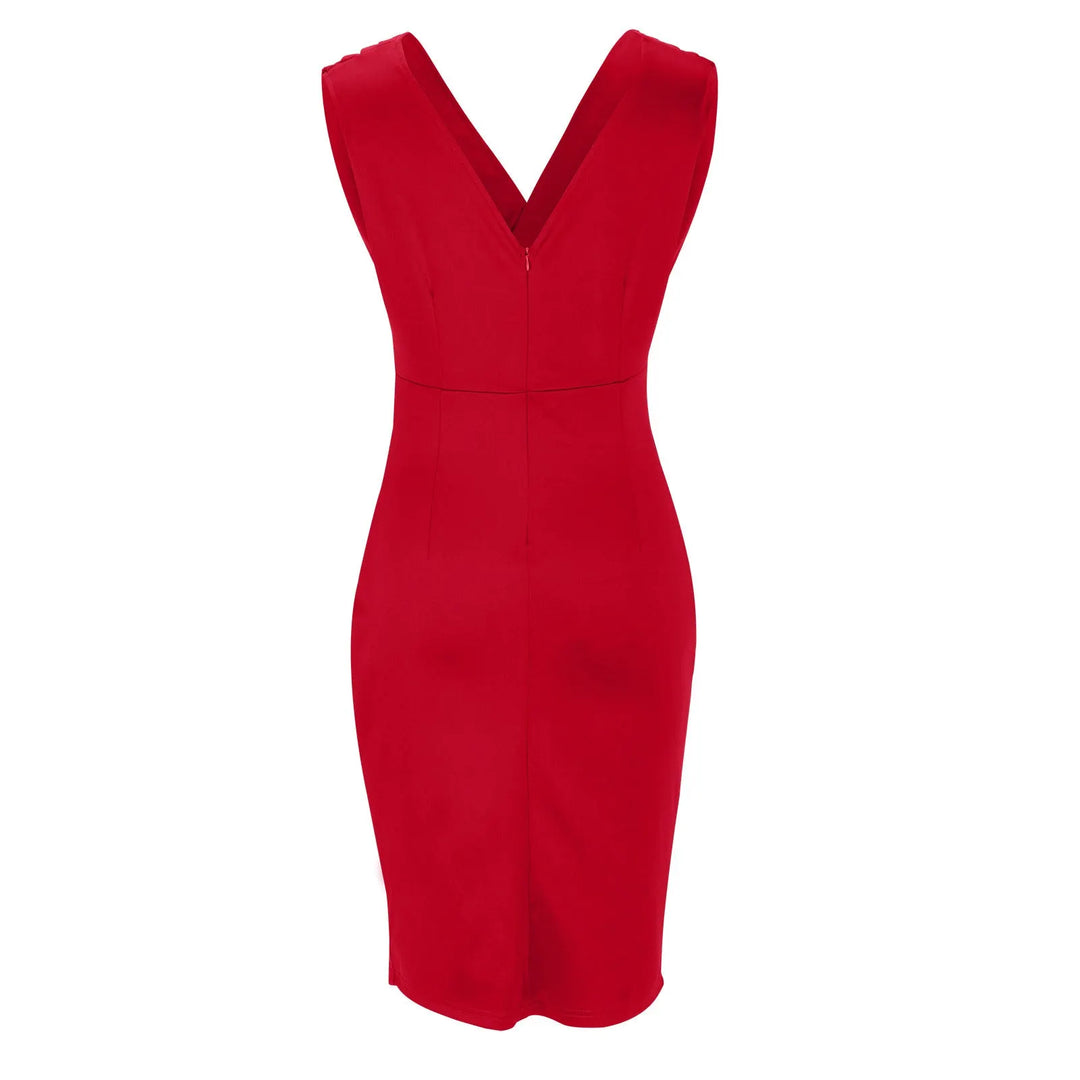 Arielle - Figurbetontes V-Ausschnitt-Kleid mit Schlitz