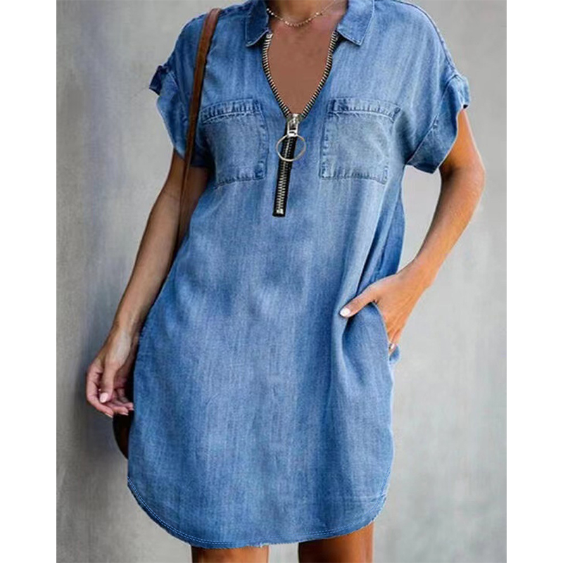 Genevalle - Lässiges Chambray-Kleid mit Taschen