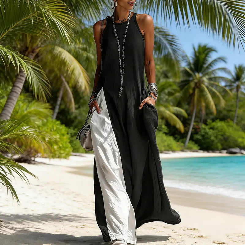 Zarella - Soft-Touch-Farbblock-Maxikleid