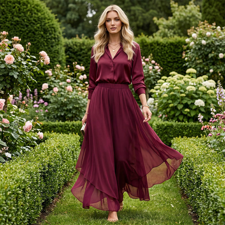 Hope - Weit geschnittene Hose mit Chiffon-Overlay