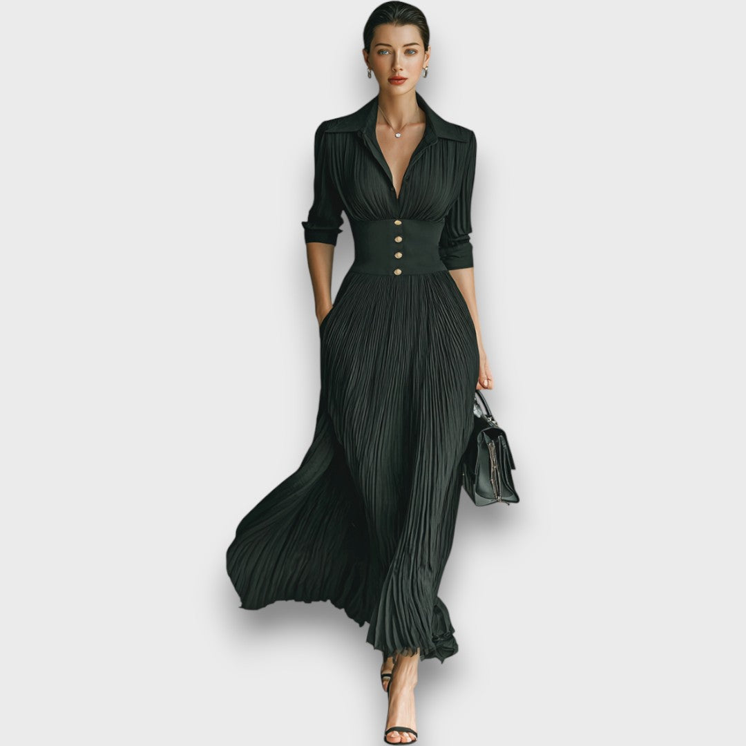 Miryn - Elegantes Plissé-Maxikleid