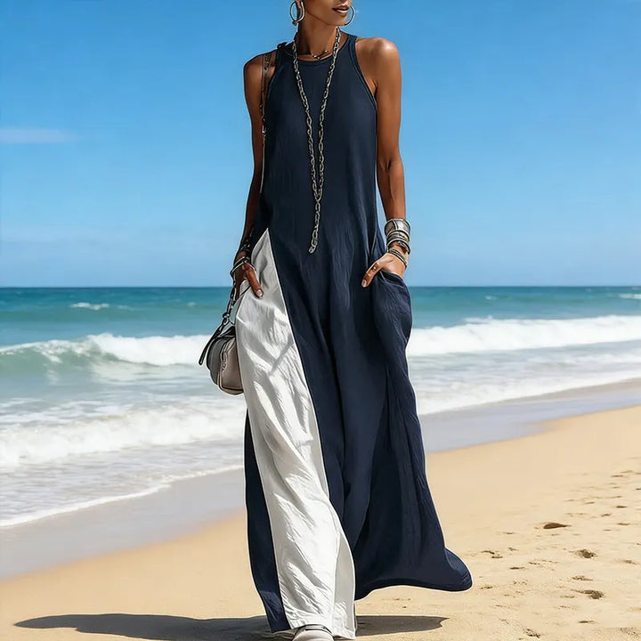 Zarella - Soft-Touch-Farbblock-Maxikleid