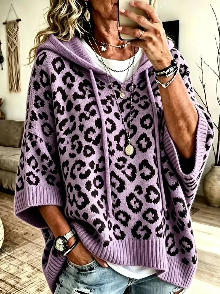 Jocasta - Oversize-Strickpullover mit Leopardenmuster