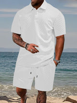 Niall - Strukturiertes Set aus Poloshirt und Shorts