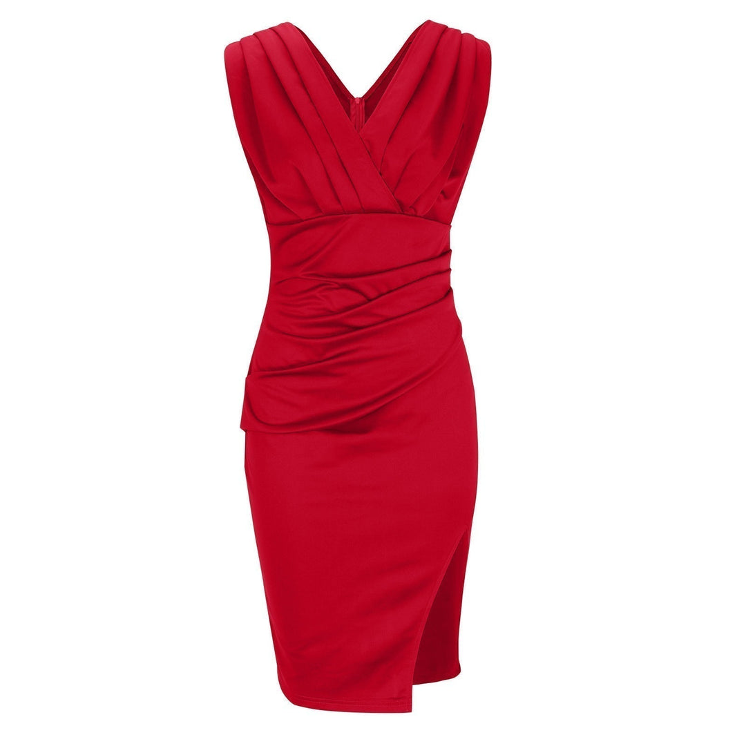 Arielle - Figurbetontes V-Ausschnitt-Kleid mit Schlitz