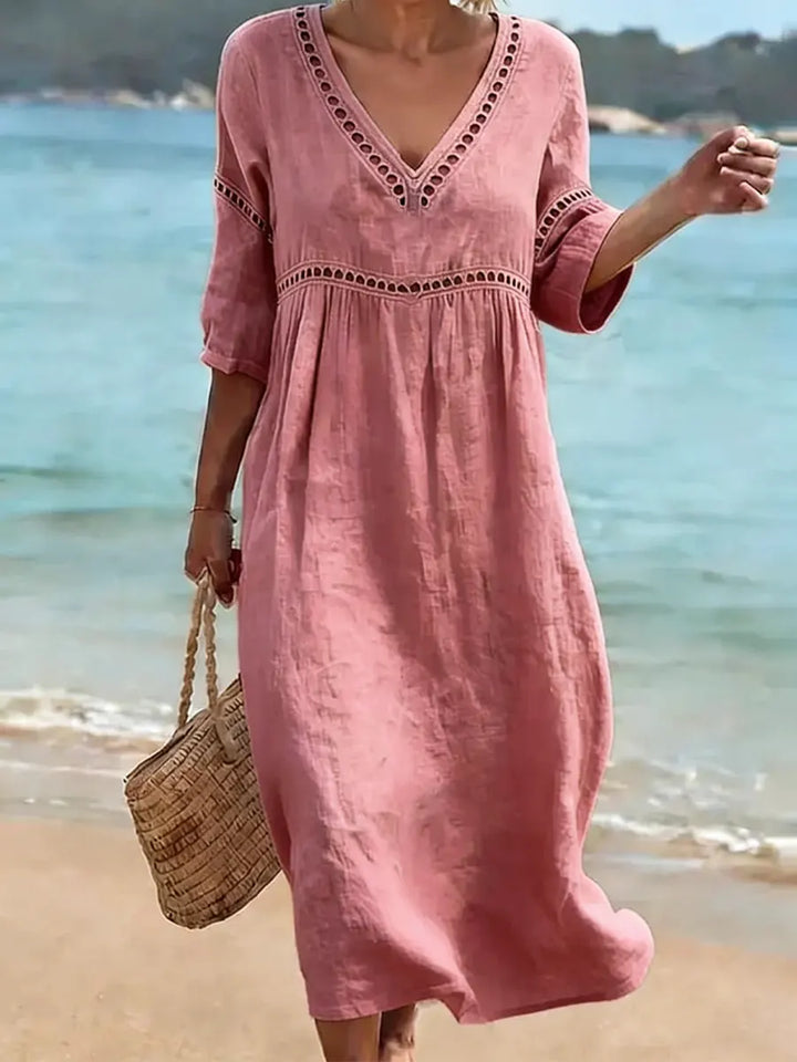 Quessia - Soft-Touch-Kleid mit V-Ausschnitt