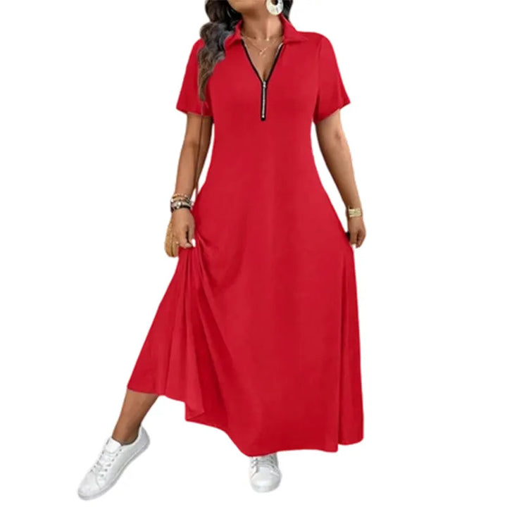 Primelle - Softtouch-Maxikleid mit Reißverschlusskragen
