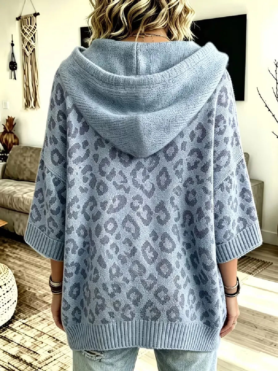 Jocasta - Oversize-Strickpullover mit Leopardenmuster