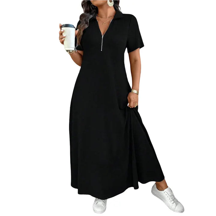 Primelle - Softtouch-Maxikleid mit Reißverschlusskragen