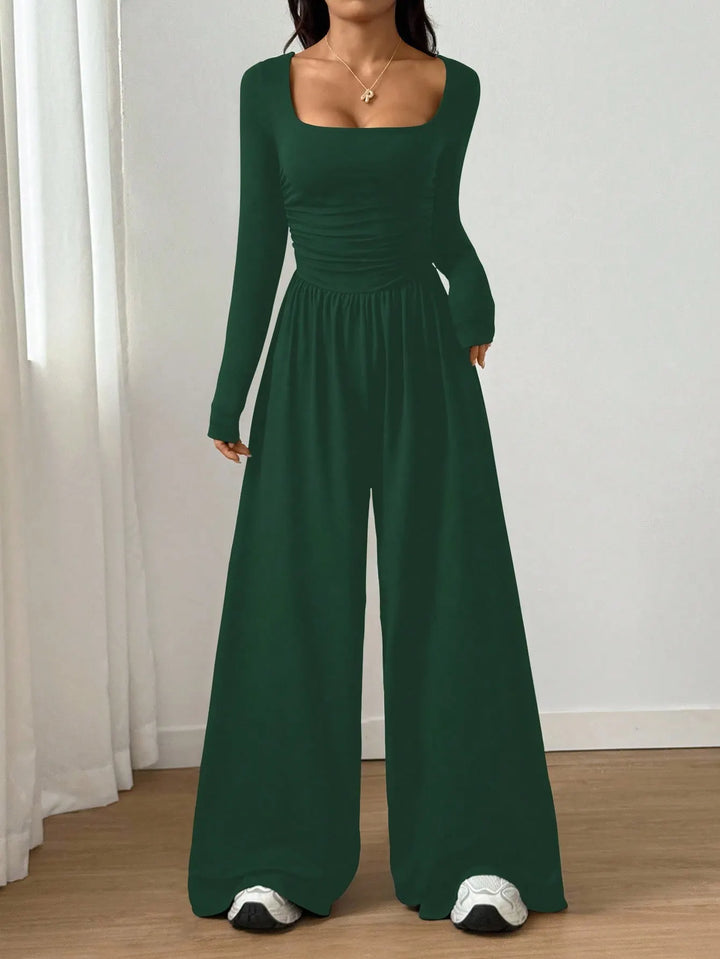 Alise - Jumpsuit mit Rüschen, Karree-Ausschnitt und weiten Beinen