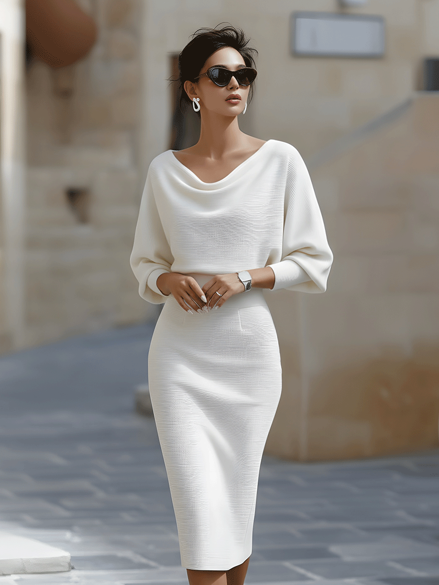 Avalon - Soft-Touch Midikleid mit Fledermausärmeln