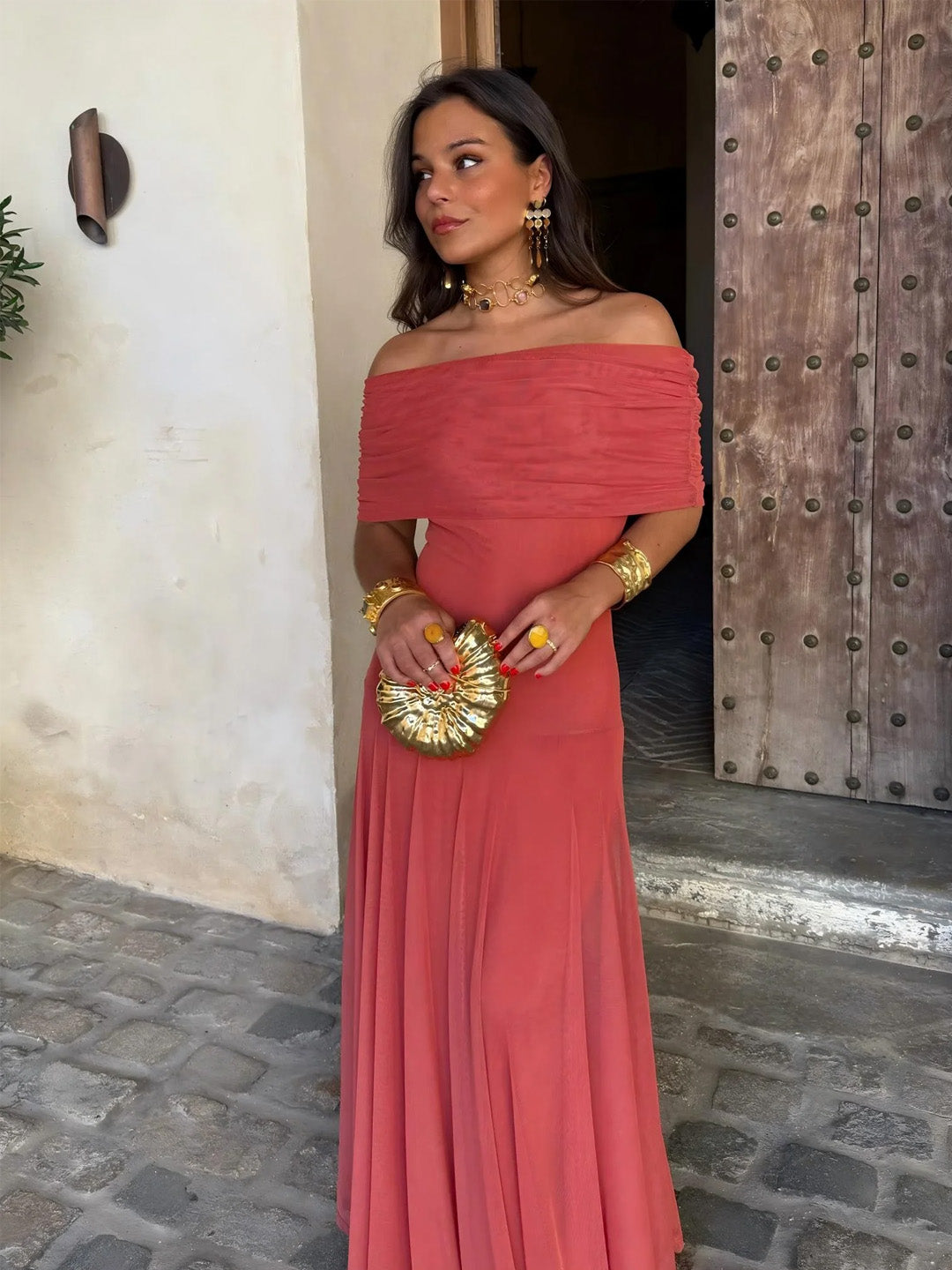 Briallen - Schulterfreies Softtouch-Kleid