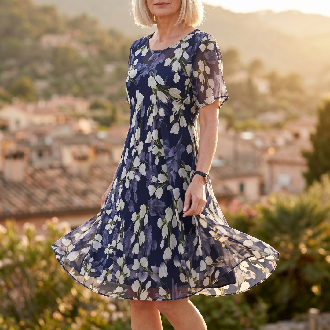 Genevora - Luftiges Midi-Blumenkleid