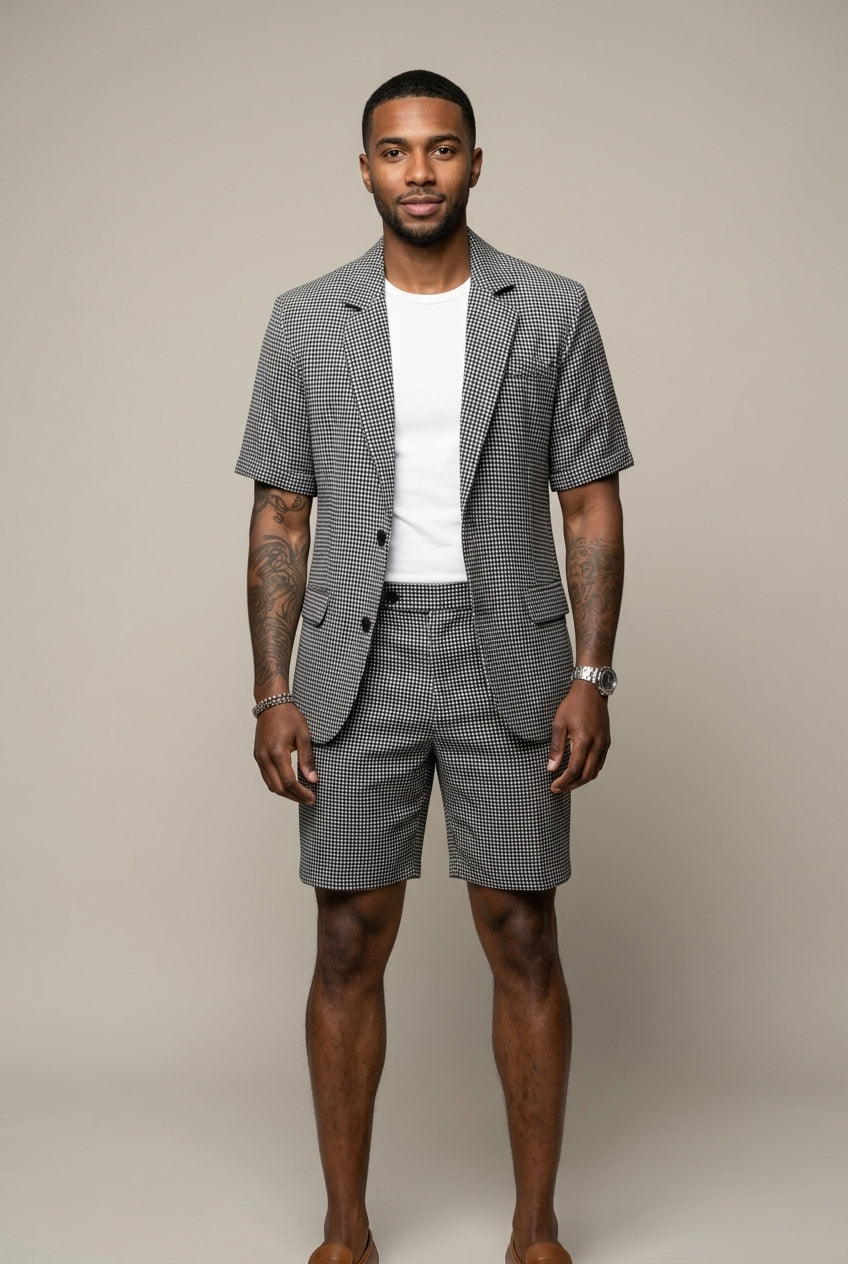 Rufus - Kariertes tailliertes Blazer-und-Shorts-Set