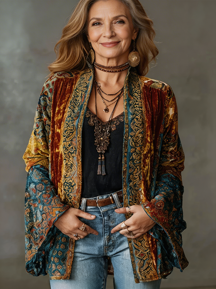 Eudocia - Bestickter Boho-Kimono-Cardigan