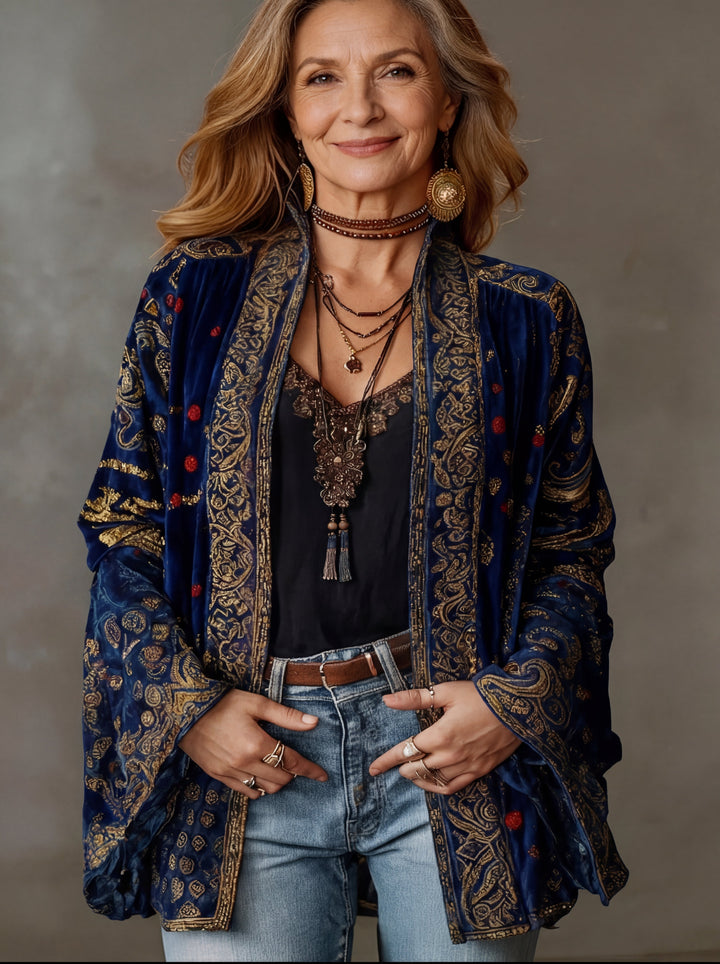 Eudocia - Bestickter Boho-Kimono-Cardigan