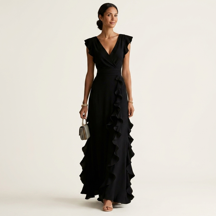 Delyth - Elegantes Rüschen-Maxikleid
