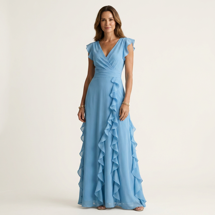 Delyth - Elegantes Rüschen-Maxikleid