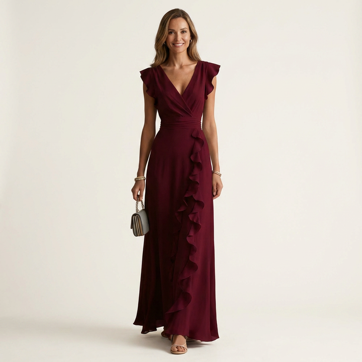 Delyth - Elegantes Rüschen-Maxikleid
