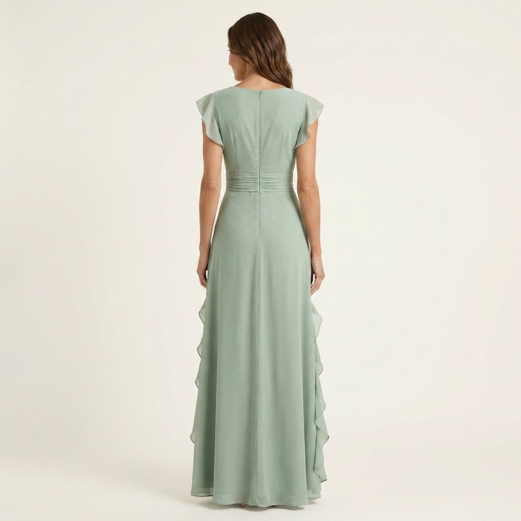 Delyth - Elegantes Rüschen-Maxikleid