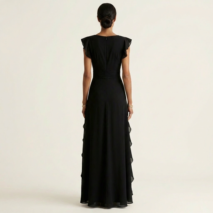 Delyth - Elegantes Rüschen-Maxikleid