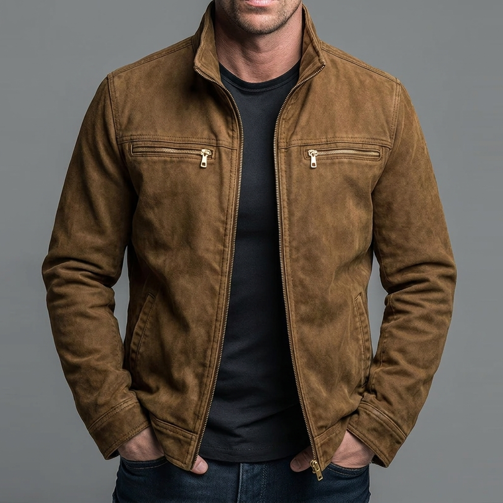 Brody - Soft-Touch-Zip-Jacke in Vintage-Waschung