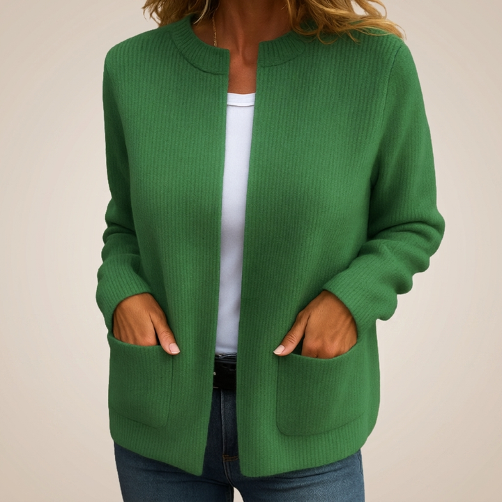 Sylverine - Offene Strickjacke mit Fronttaschen