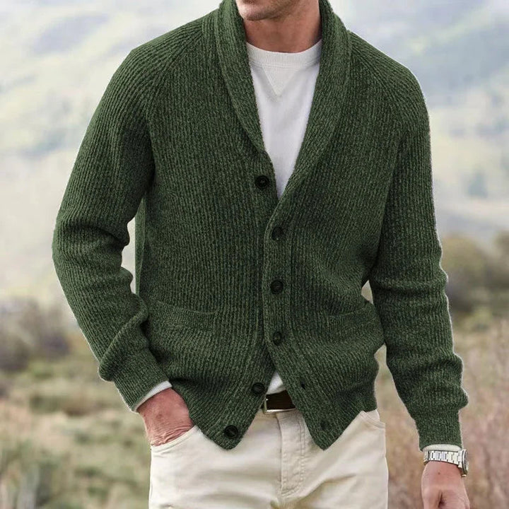 Bevan - Strukturierte Strickjacke mit Schalkragen