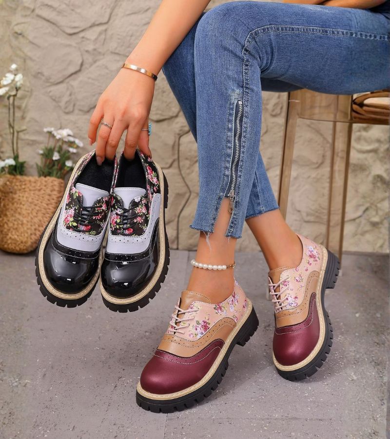 Dagna - Premium Oxford-Schuhe mit floralem Muster