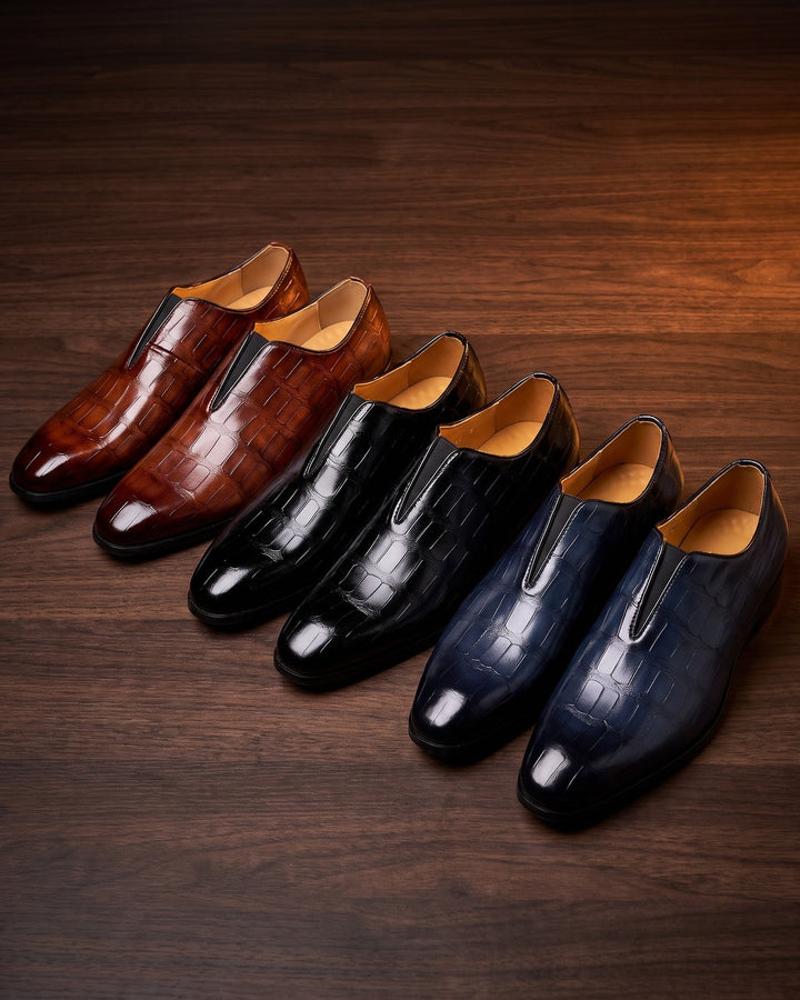 Denton - Kroko-geprägter Slipper mit Antik-Finish