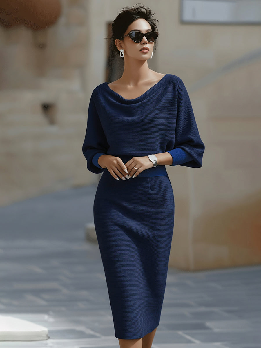 Avalon - Soft-Touch Midikleid mit Fledermausärmeln