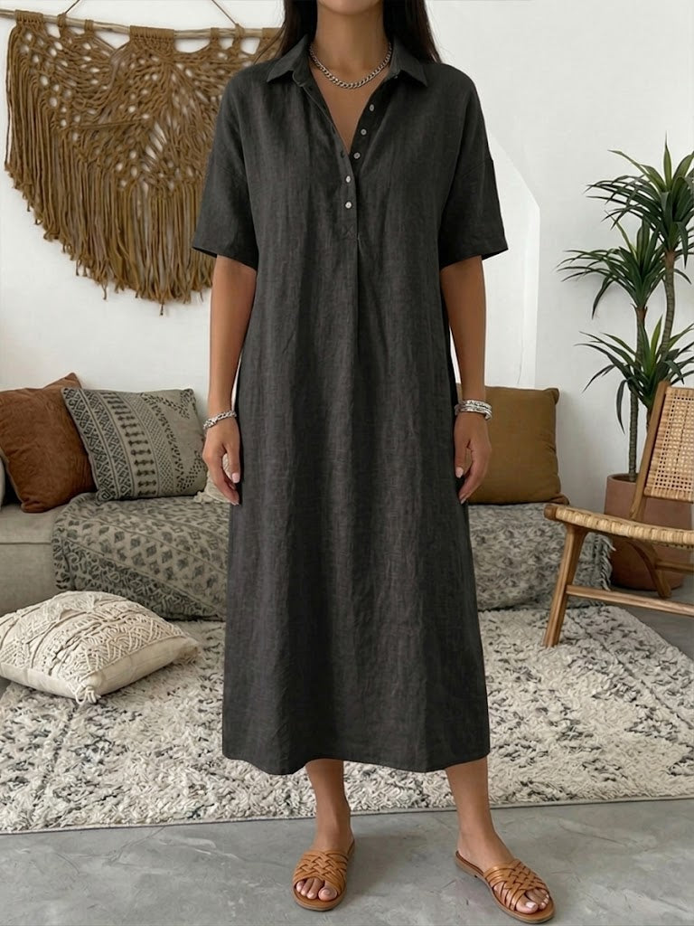 Isavelle - fließendes Hemdblusenkleid mit durchgehender Knopfleiste