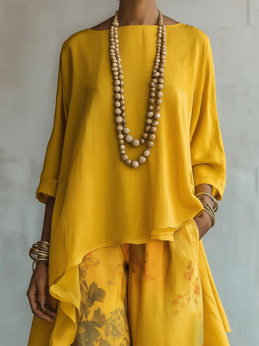 Zafira - Set aus fließender Tunika und bedruckter Wide-Leg-Hose