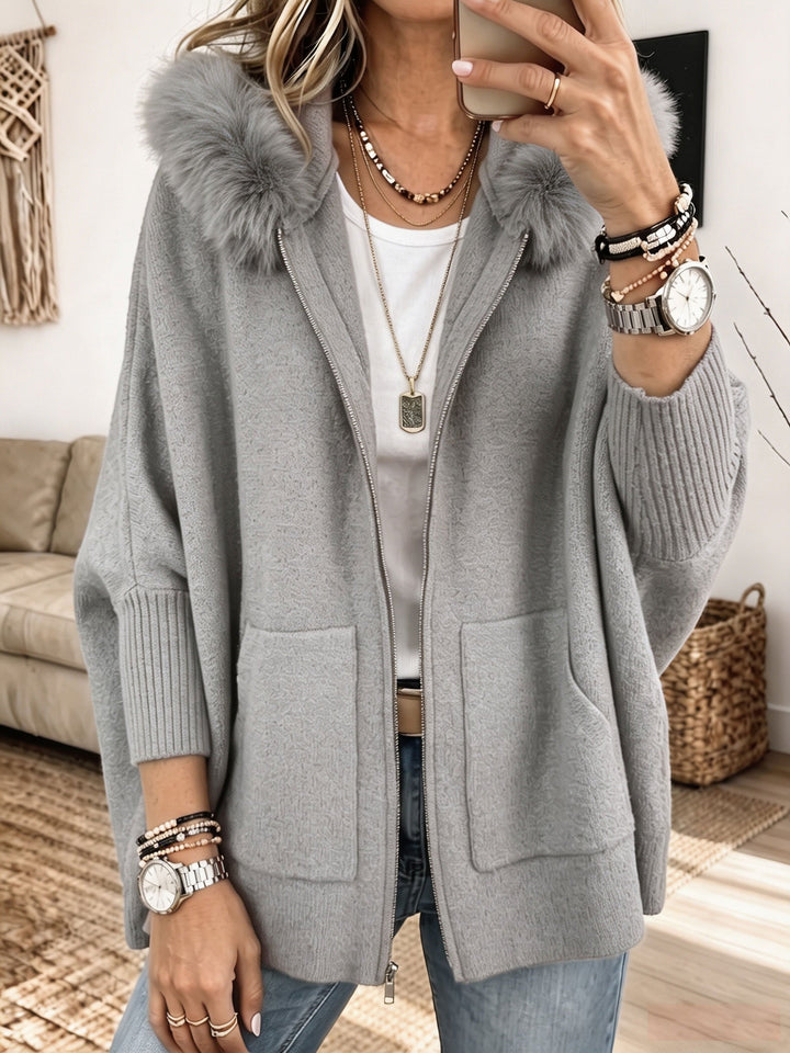 Veronelle - Soft-Touch-Kapuzenstrickjacke mit Reißverschluss