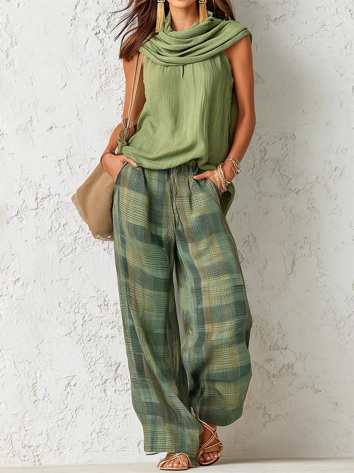 Calienna - Set aus leichter Bluse und Hose mit weitem Bein