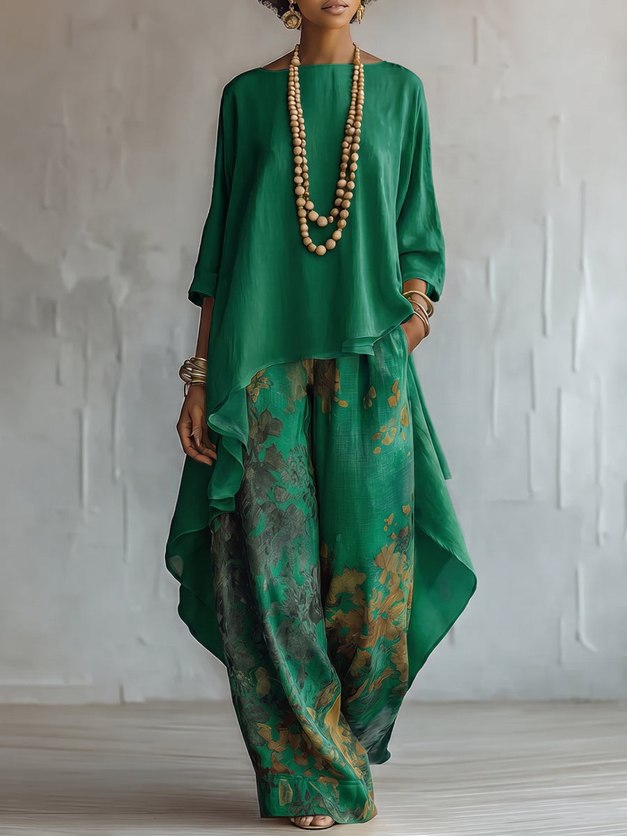 Zafira - Set aus fließender Tunika und bedruckter Wide-Leg-Hose