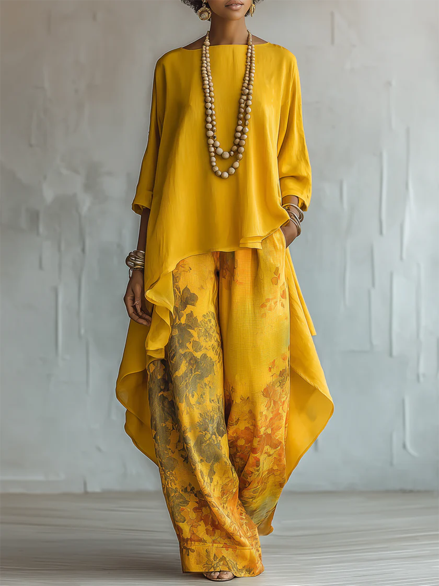 Zafira - Set aus fließender Tunika und bedruckter Wide-Leg-Hose