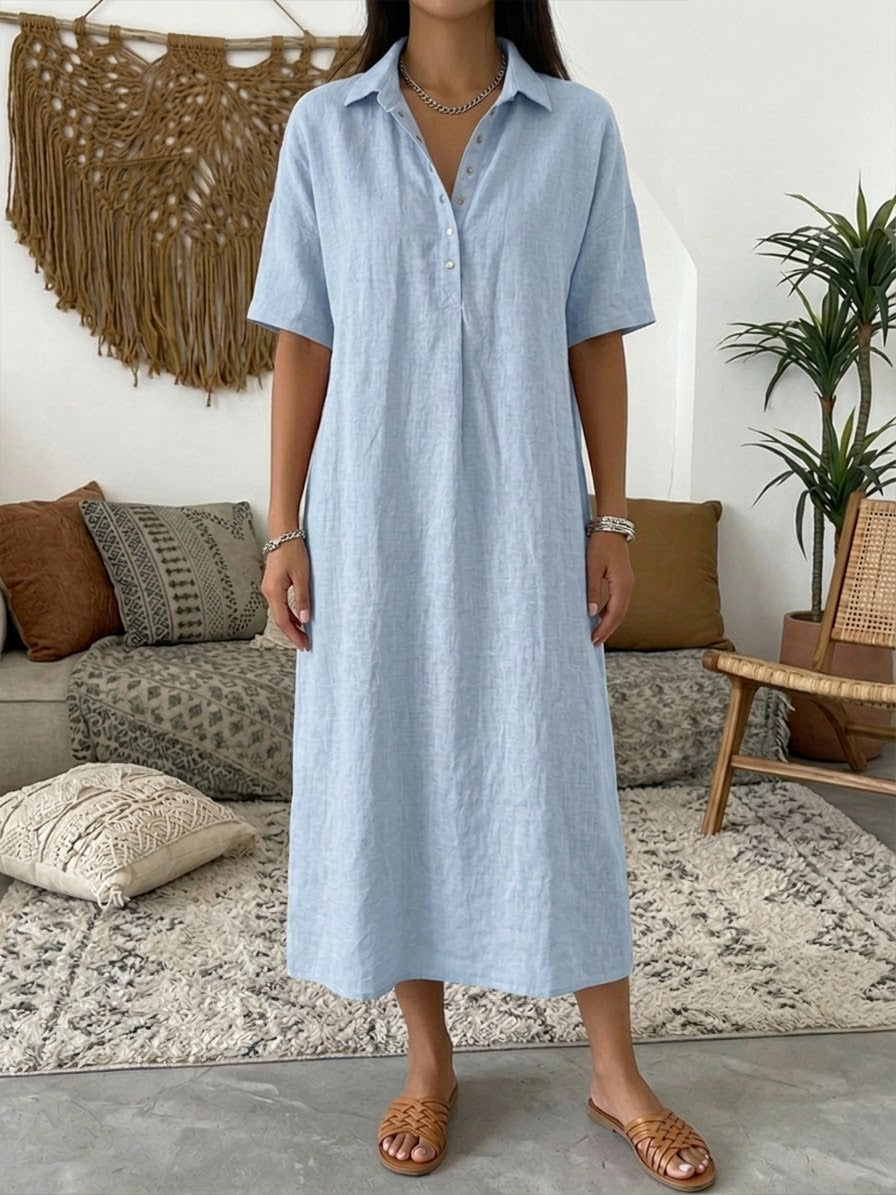 Isavelle - fließendes Hemdblusenkleid mit durchgehender Knopfleiste